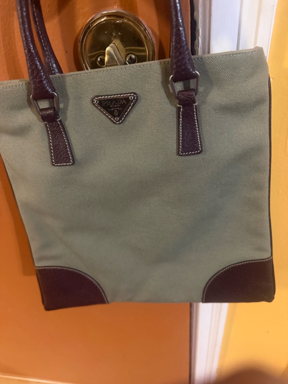 Prada Olive and Brown Canvas & Leather Tote - - Picture 13 of 14